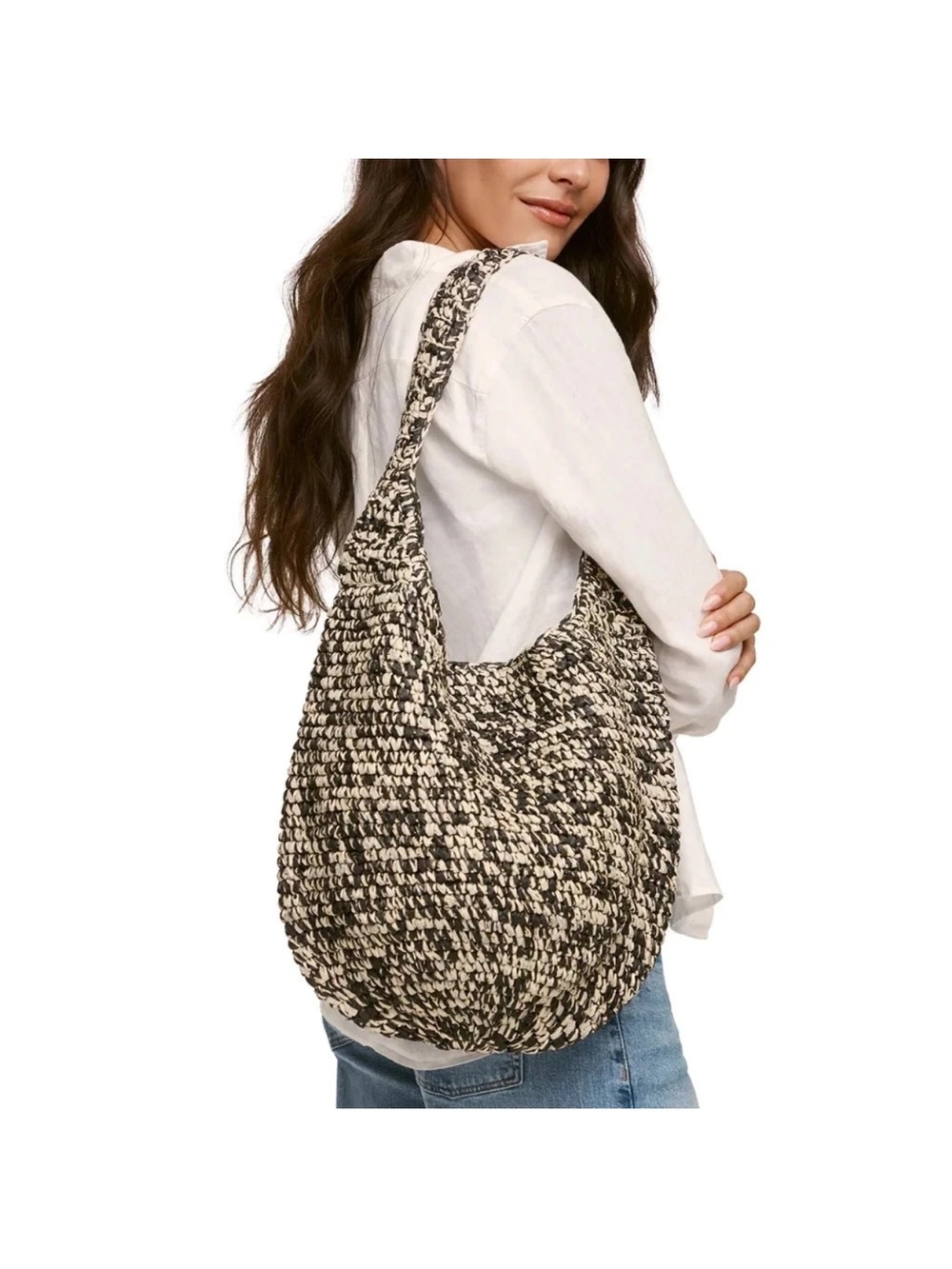 NWT banana republic raffia tote bag magnet clasp inner zip pocket fully lined